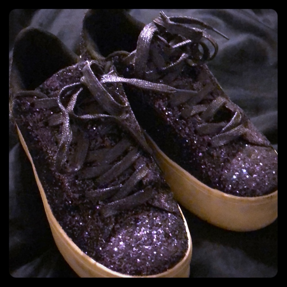 Dollskill blue sparkle platform shoes size 7